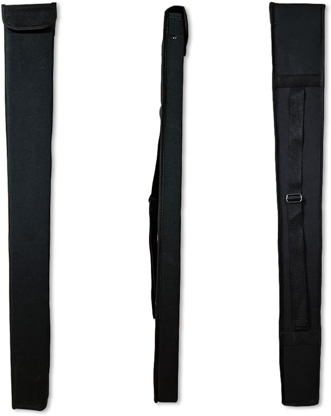 YoungMonic Upright Double Bass Bow Case - Black Nylon/Carbon Fiber - Holds 2 Bows - French or German Bows - Adjustable Shoulder Strap - Image 1